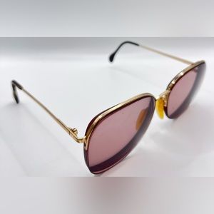 Vintage Zeiss 663B 74 Gold Oval Half-Rim Sunglasses Frames Only